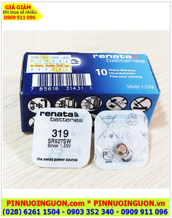 Renata 319 _Pin SR527SW; Pin đồng hồ 1.55v Silver Oxide Renata SR527SW _Pin 319